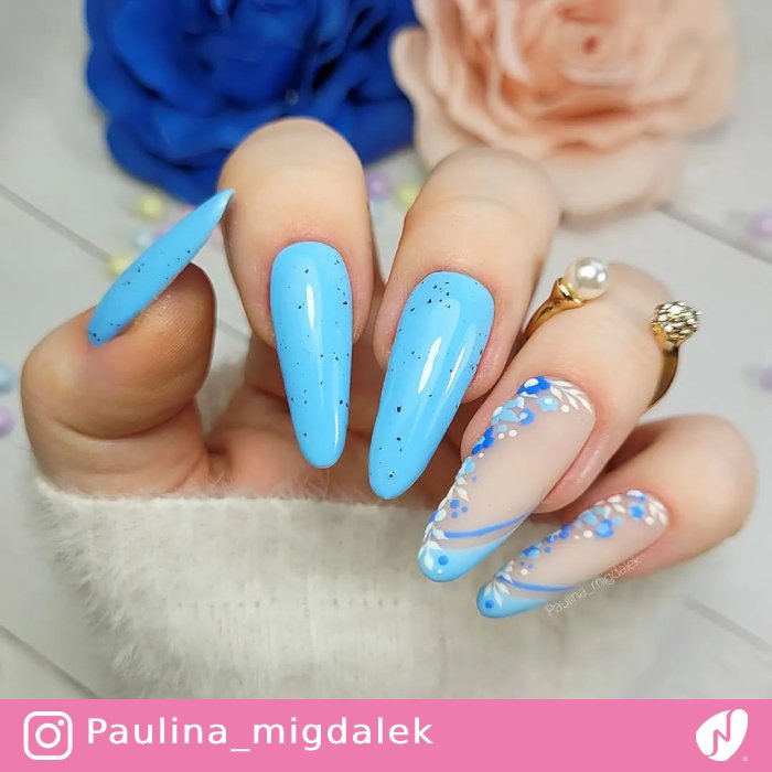 Blue Floral Manicure